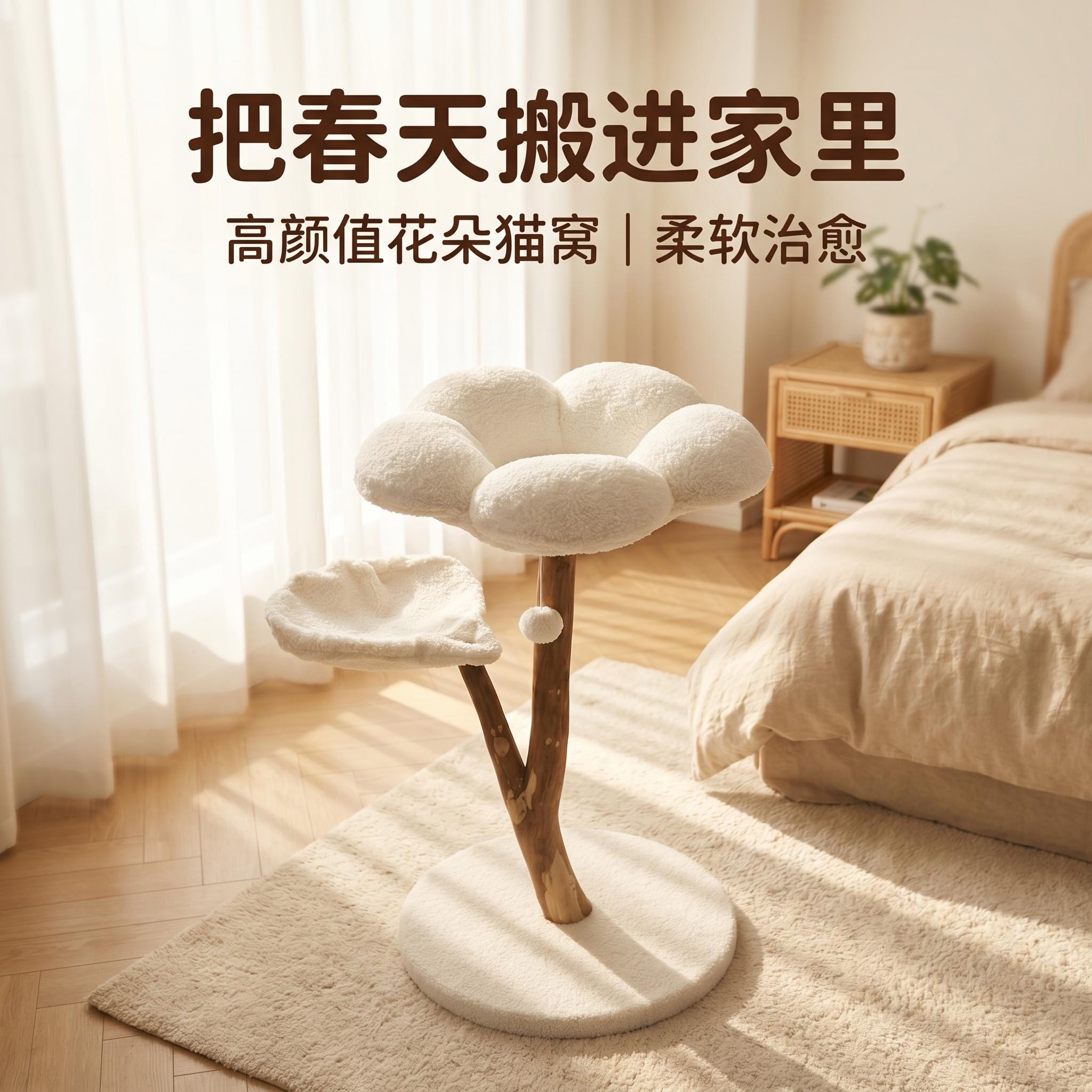 花树实木猫爬架122