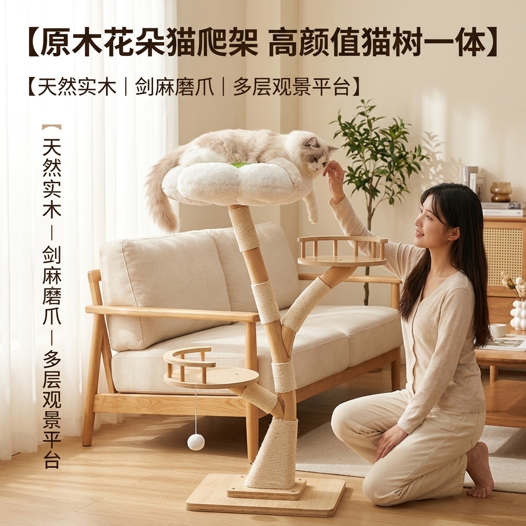 原木花朵猫爬架111