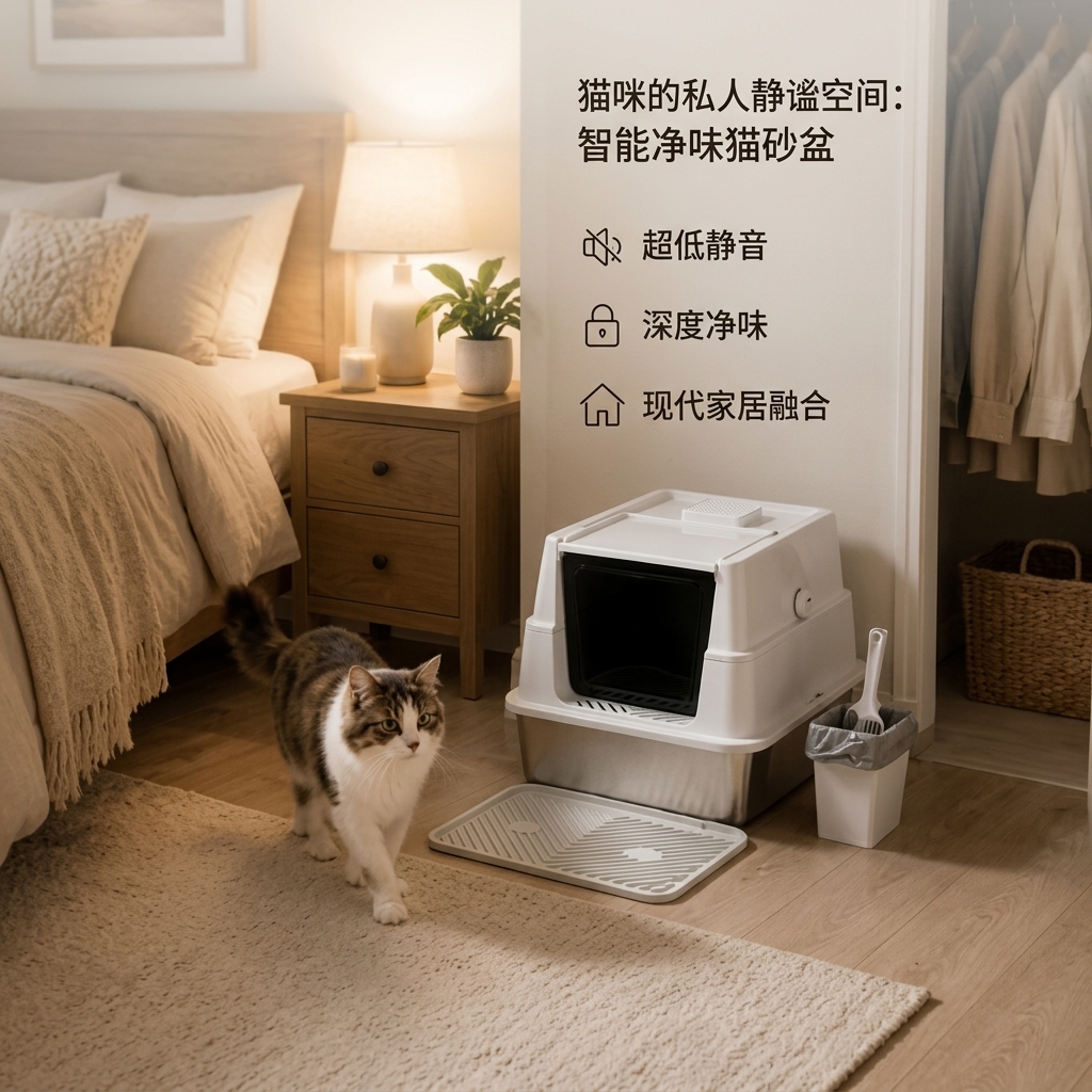 不锈钢全封闭猫砂盆MC001（小）