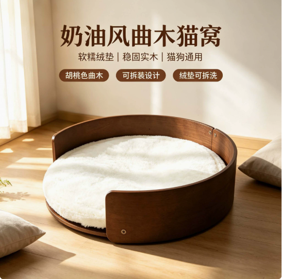 奶油风杨板猫窝MW004